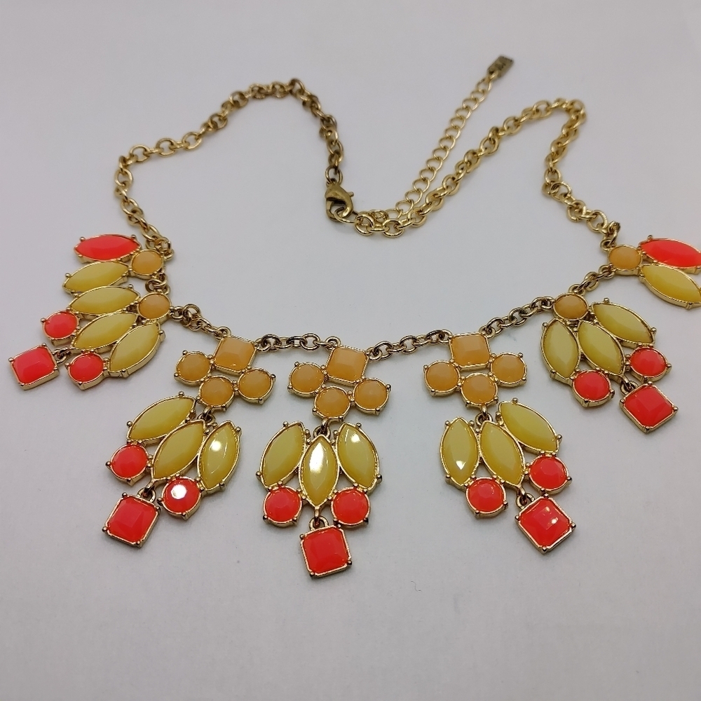 ViVI Gold Tone Coral Yellow Statement Necklace Bib Necklace